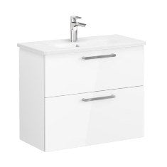 Vitra Root 68120 Lavabo Dolabı, Çift Çekmeceli, Dar, 80 Cm, Parlak Beyaz, Yuvarlak Lavabolu